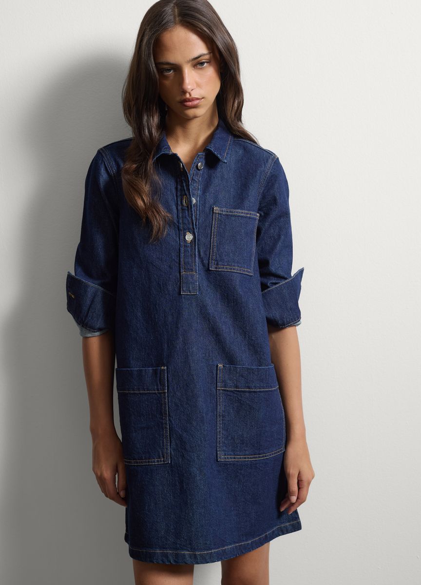 Lockeres Jeans-Hemdkleid in Mini-Länge