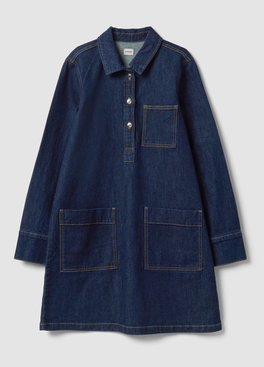 Lockeres Jeans-Hemdkleid in Mini-Länge