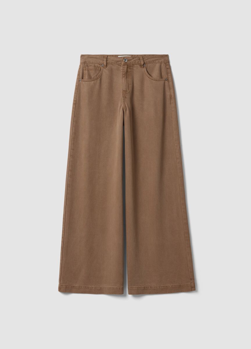 Hoch taillierte Hose mit weitem Bein