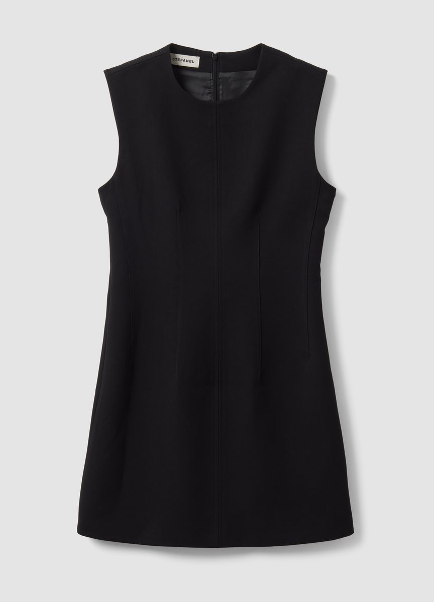 Minimalistisches ärmelloses Minikleid mit Ziernähten