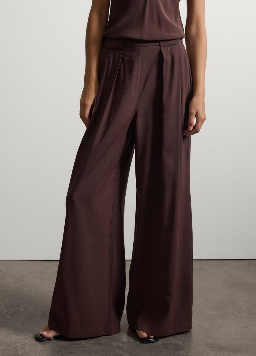 Weit geschnittene Satin-Faltenhose