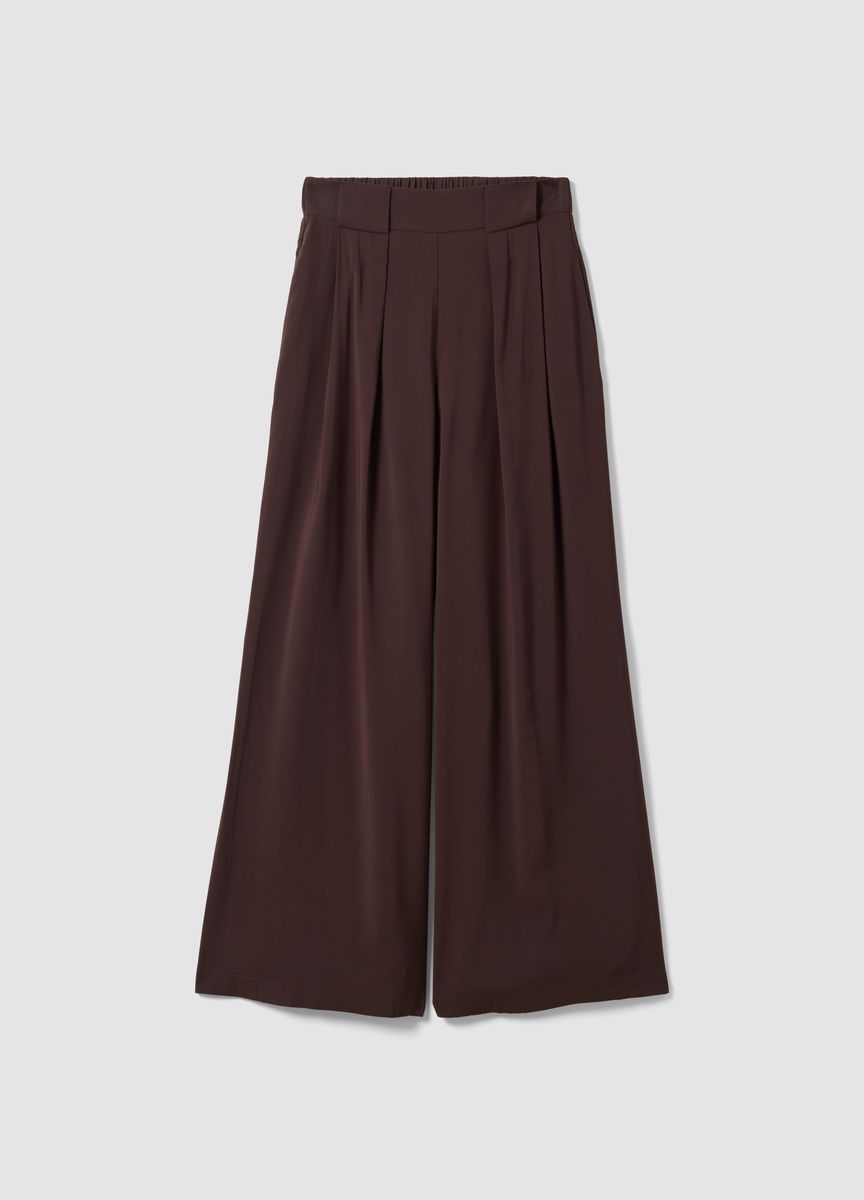 Weit geschnittene Satin-Faltenhose