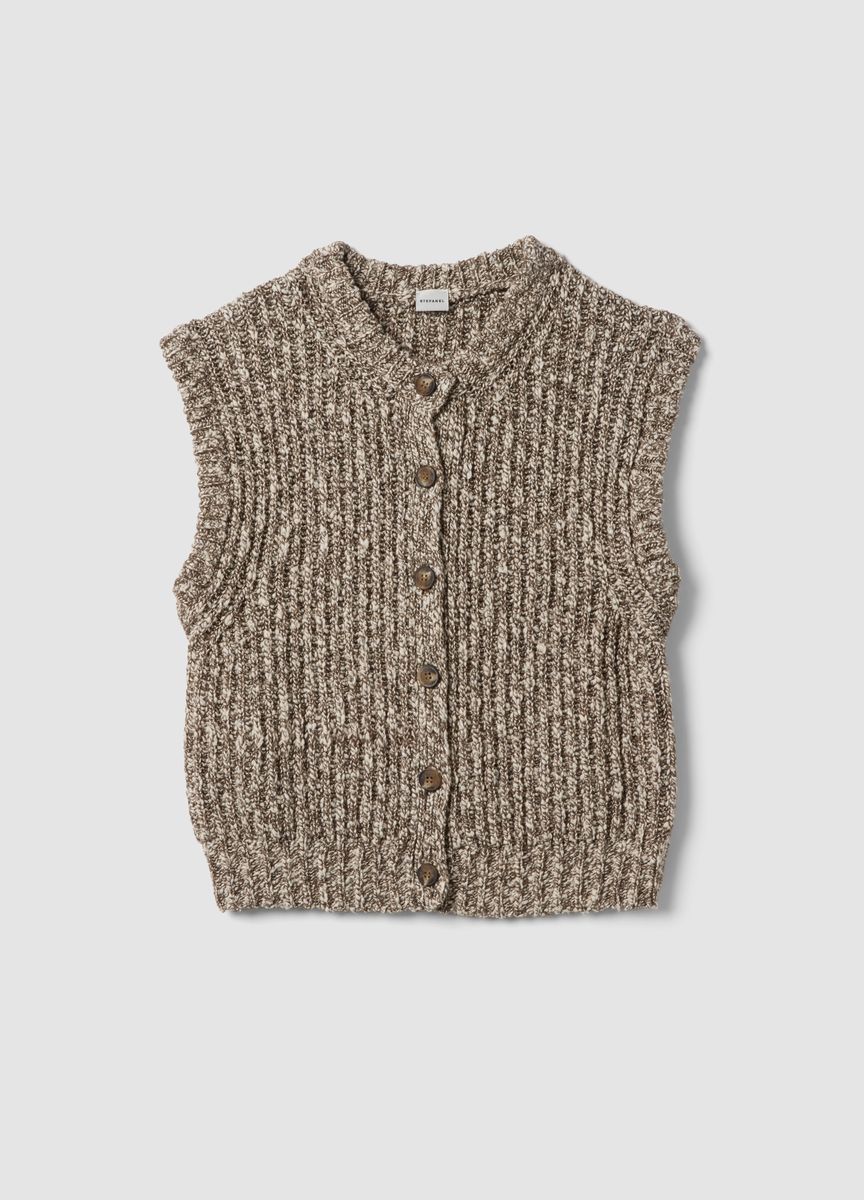 Ärmellose Strickweste mit Knöpfen