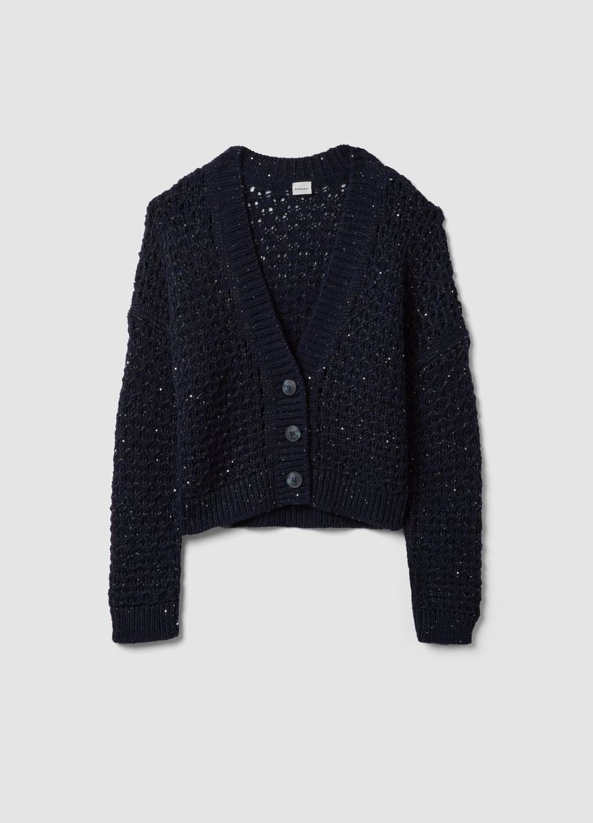 Grobstrick-Cardigan mit Pailletten und Cropped-Schnitt