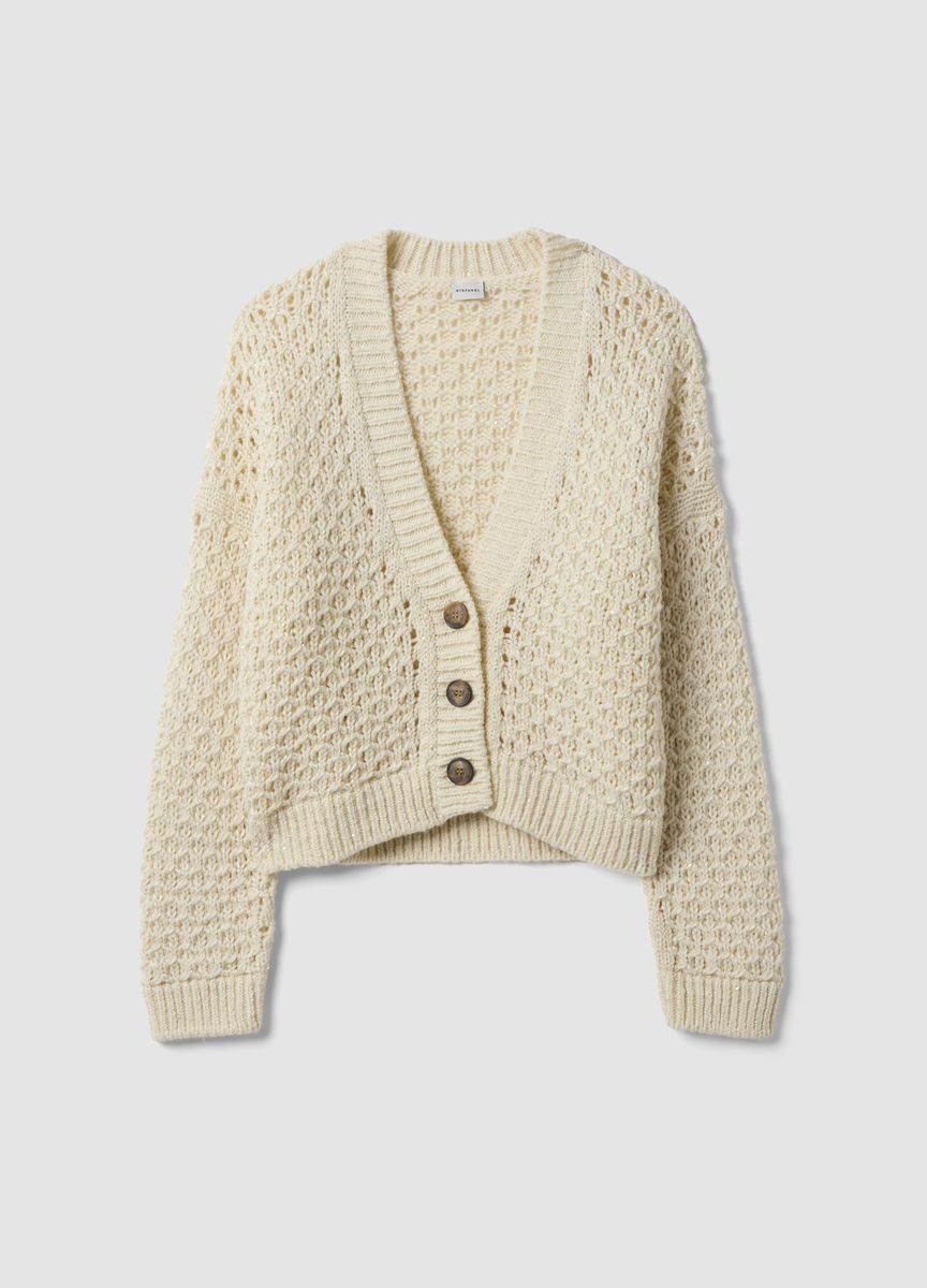 Grobstrick-Cardigan mit Lochmuster