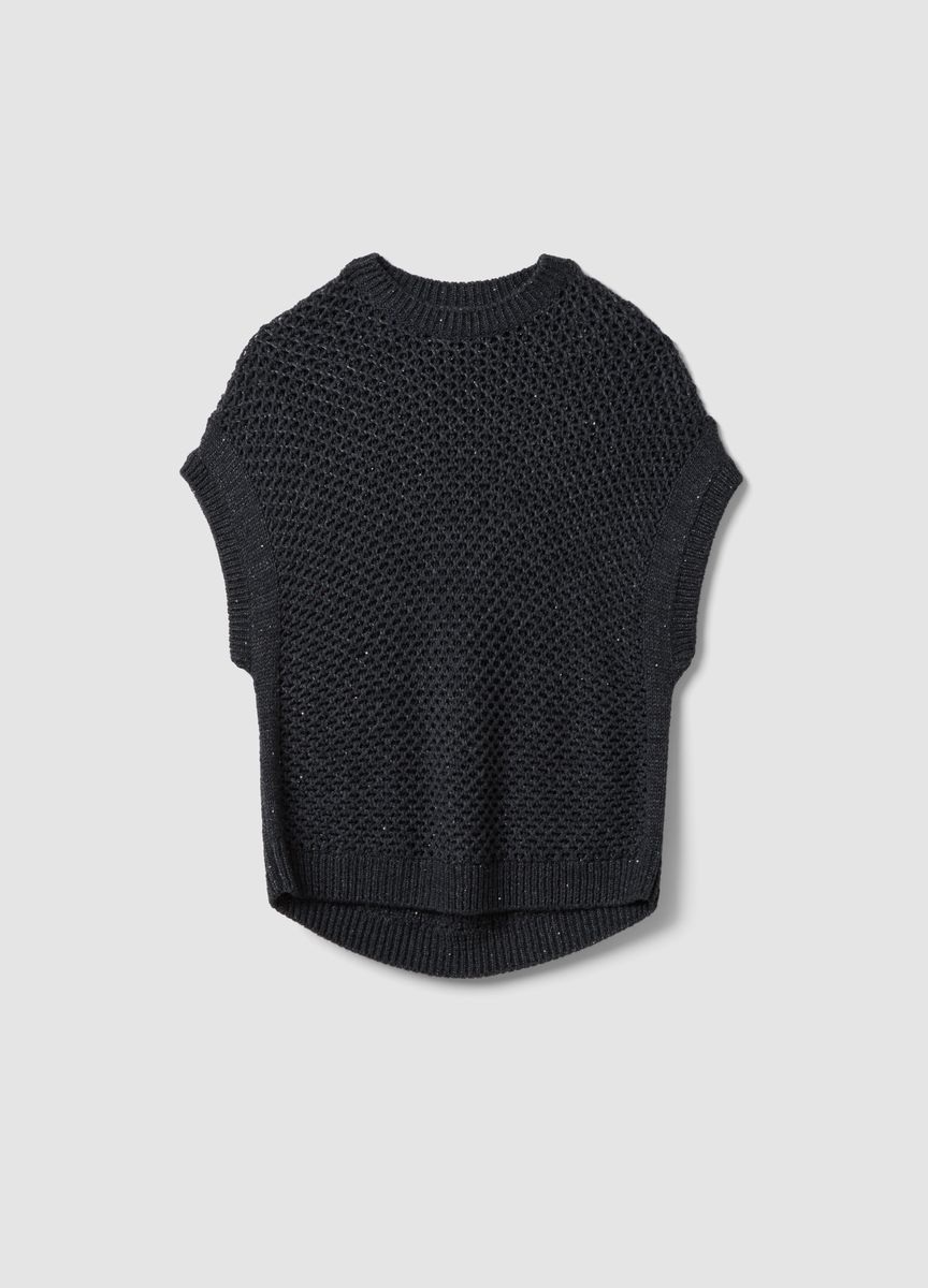 Grobmaschiger Strickpullover mit Metallic-Effekt