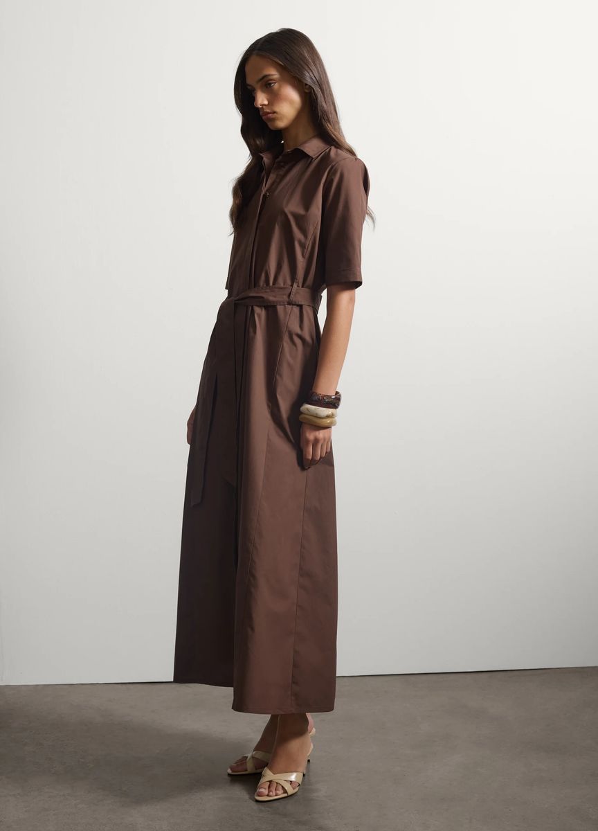 Hemdblusenkleid aus Baumwollpopeline mit Gürtel