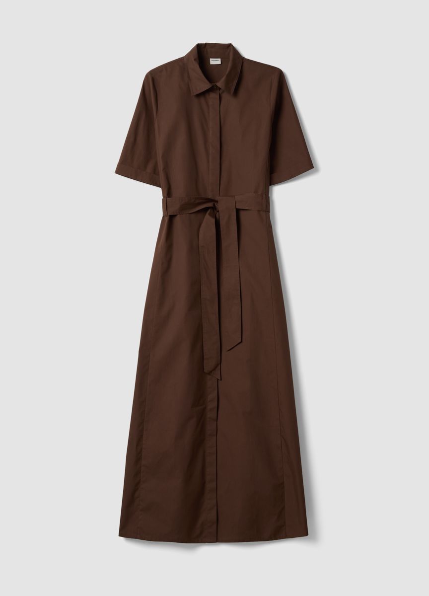 Hemdblusenkleid aus Baumwollpopeline mit Gürtel