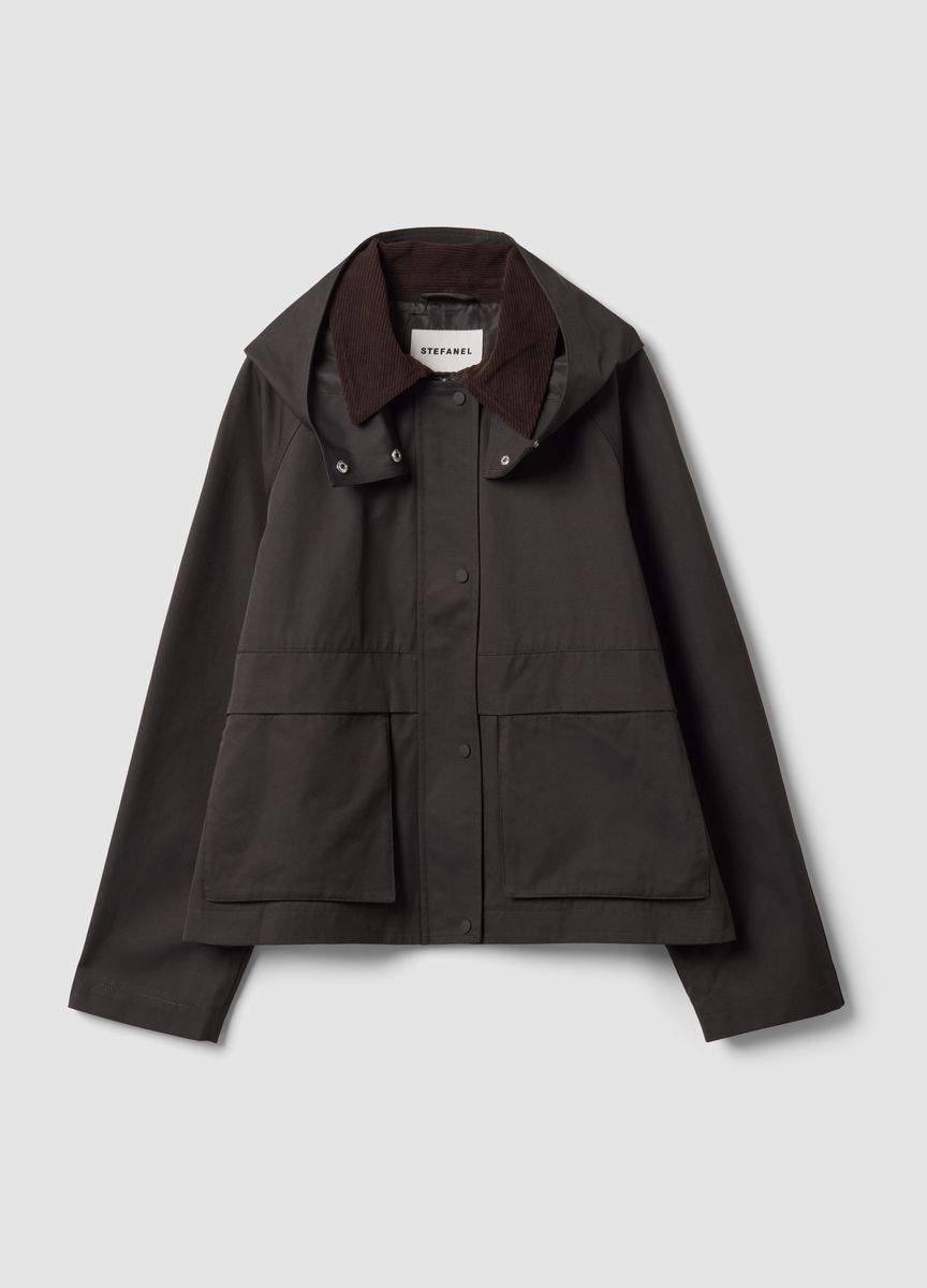 Kurze Utility-Jacke mit Cordkragen