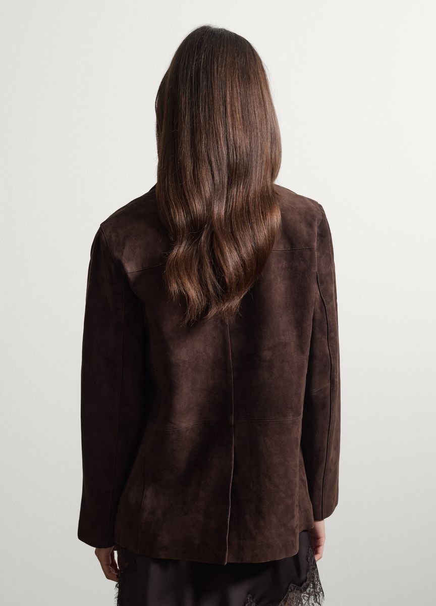 Wildlederjacke mit Knopfleiste und Taschen