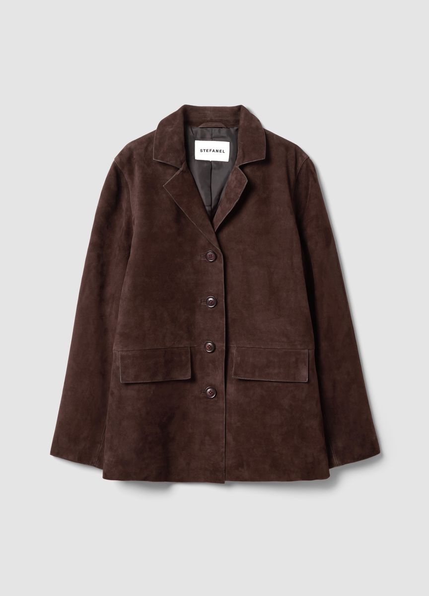 Wildlederjacke mit Knopfleiste und Taschen