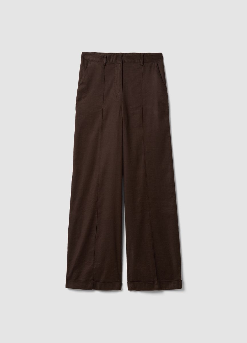 Taillierte Weitbein-Leinenhose