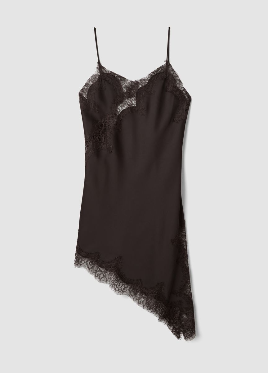 Asymmetrisches Satin-Unterkleid