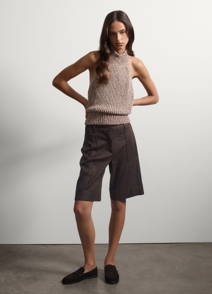 Taillierte Bermuda-Shorts aus Leinenmischung