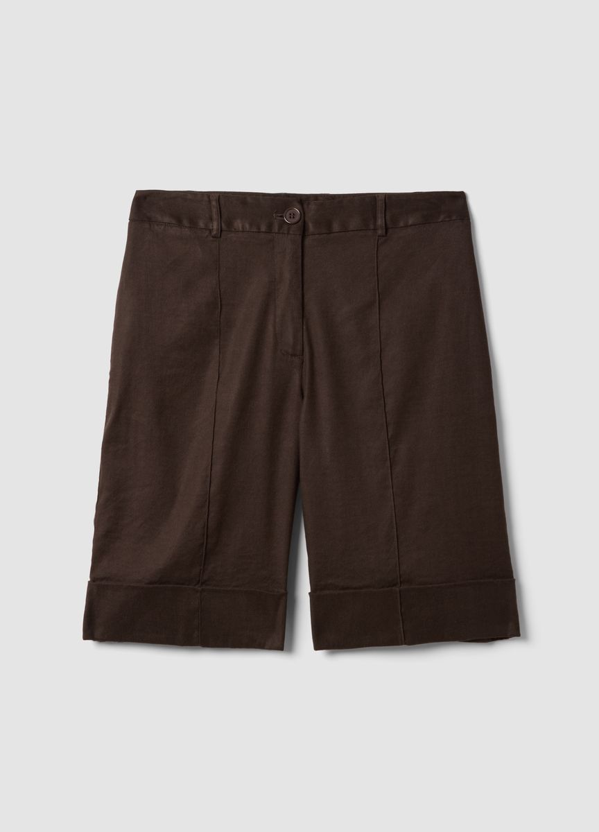 Taillierte Bermuda-Shorts aus Leinenmischung