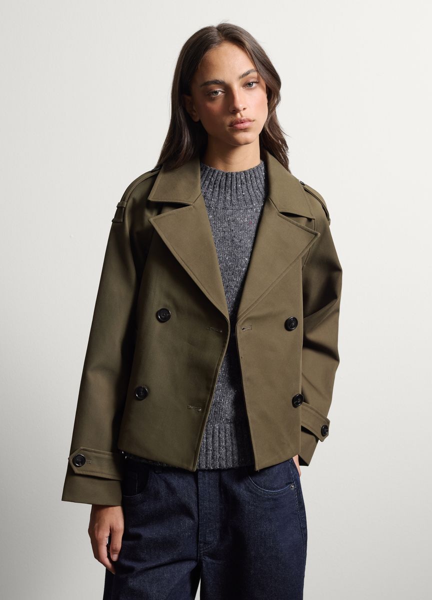 Kurze Zweireihige Trenchjacke