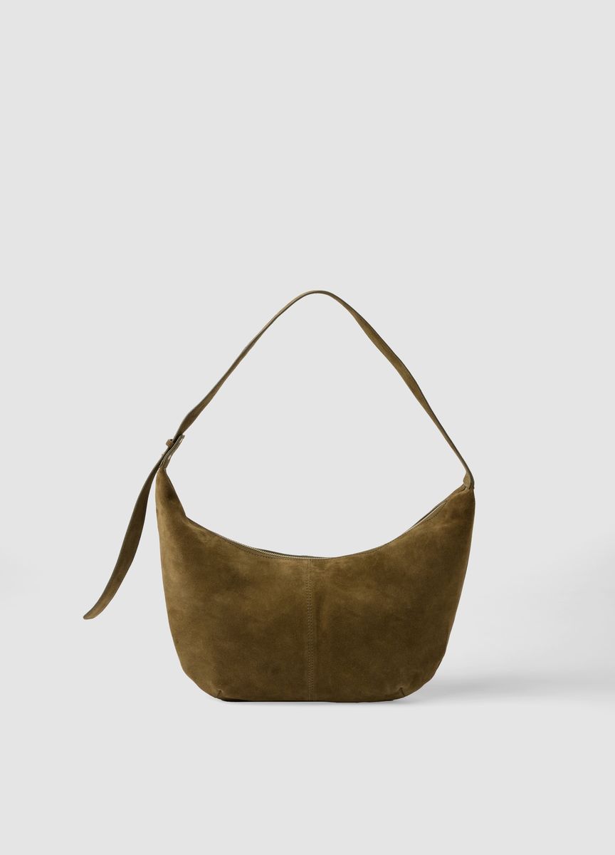 Minimalistische Wildleder-Hobo-Schultertasche