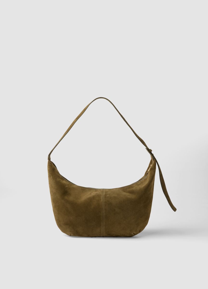 Minimalistische Wildleder-Hobo-Schultertasche