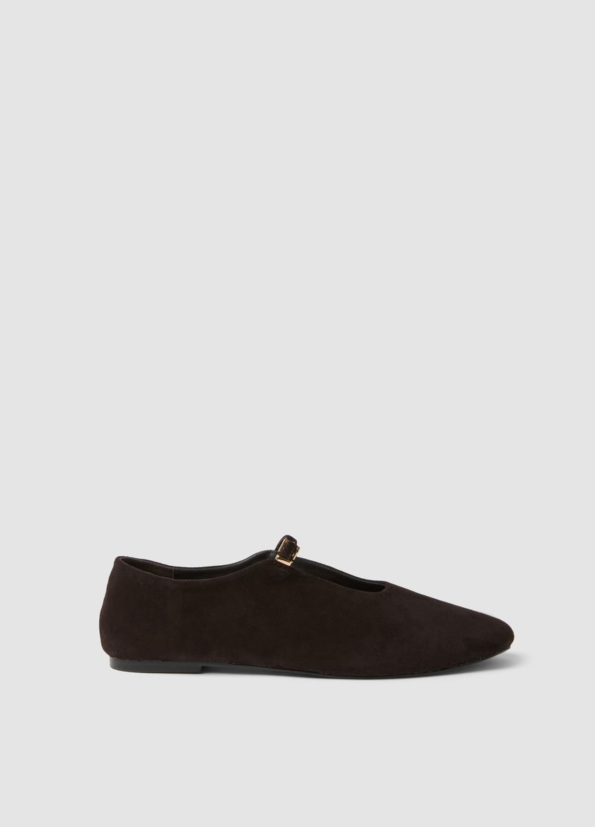 Minimalistische Mary-Jane-Flats aus Wildleder