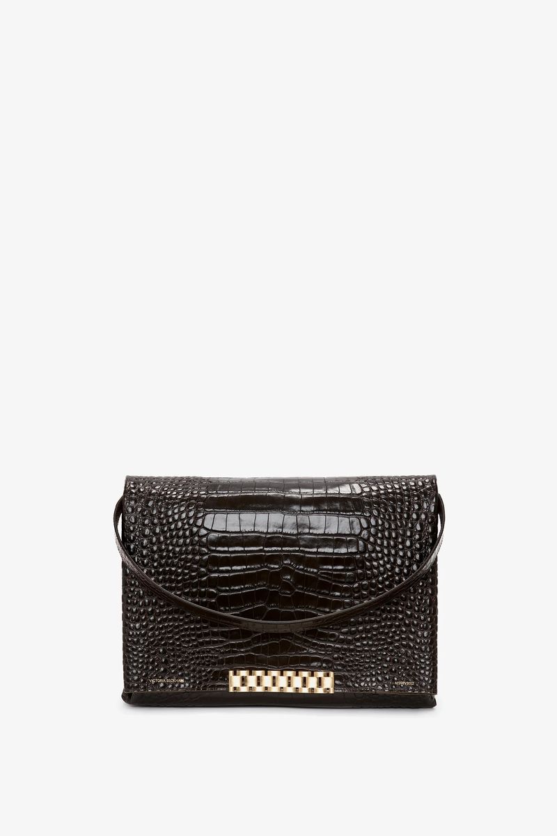Jumbo-Chain-Beuteltasche in Kroko-Optik