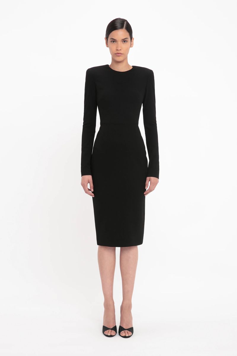 Strukturiertes Midi-Kleid aus Krepp