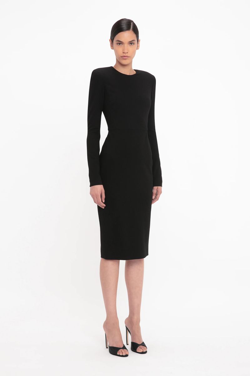 Strukturiertes Midi-Kleid aus Krepp