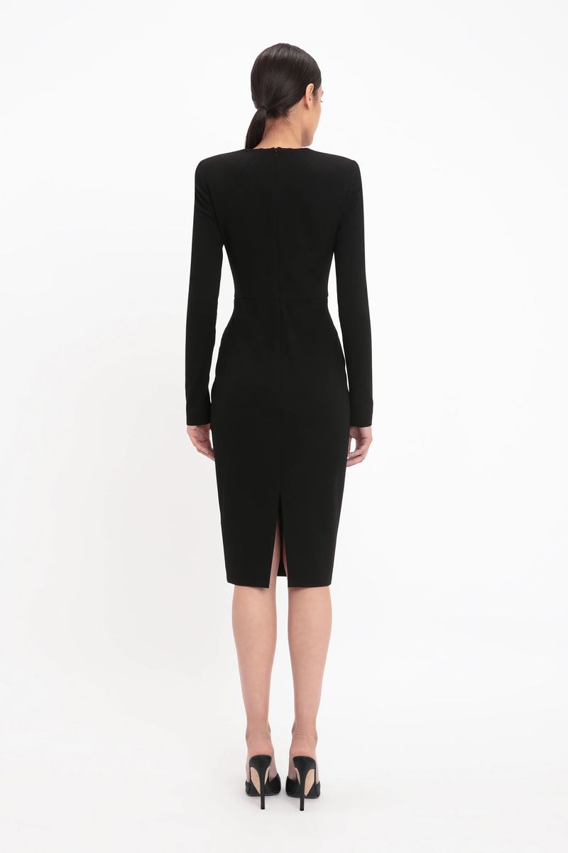 Strukturiertes Midi-Kleid aus Krepp