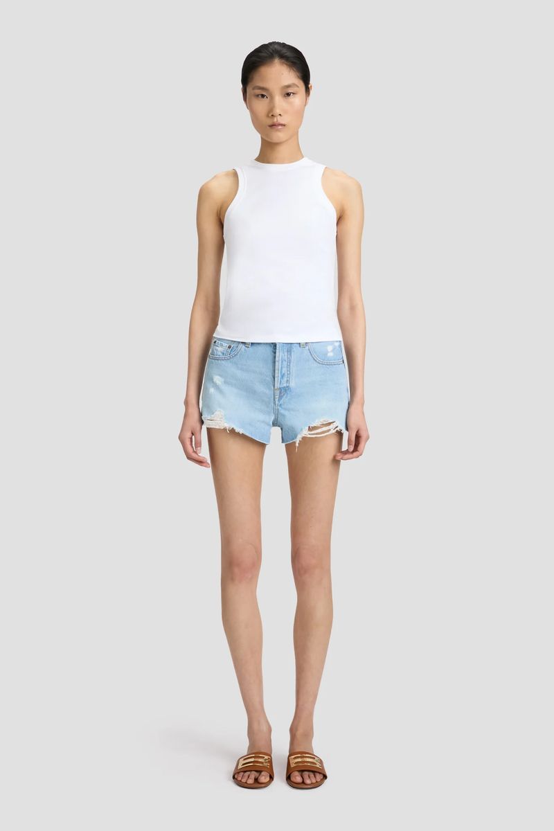 Lässige Distressed Denim-Shorts mit niedriger Leibhöhe