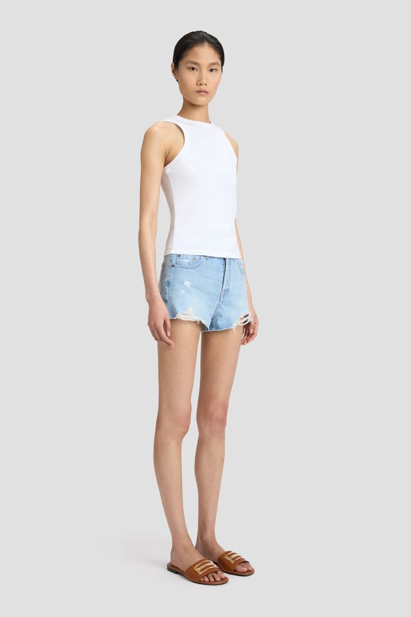 Lässige Distressed Denim-Shorts mit niedriger Leibhöhe