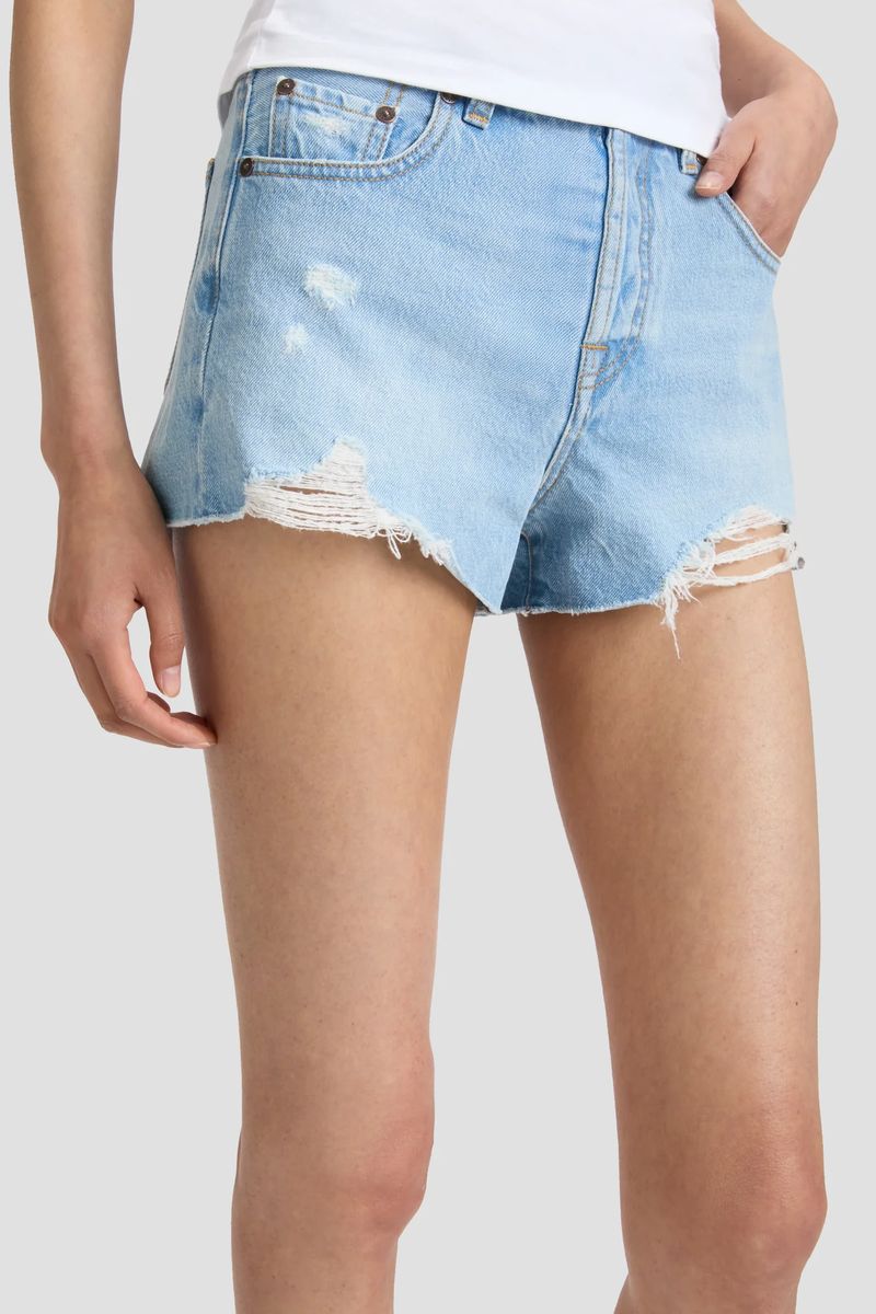 Lässige Distressed Denim-Shorts mit niedriger Leibhöhe