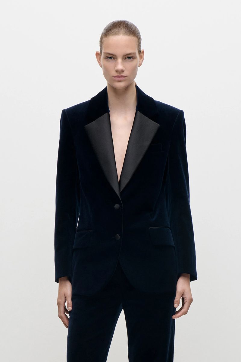 Eleganter Einreihiger Smoking-Blazer aus Samt