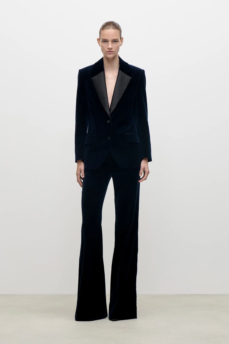 Eleganter Einreihiger Smoking-Blazer aus Samt