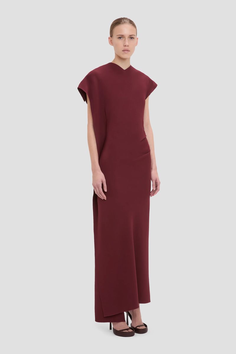 Asymmetrisches drapiertes Midikleid mit Falten