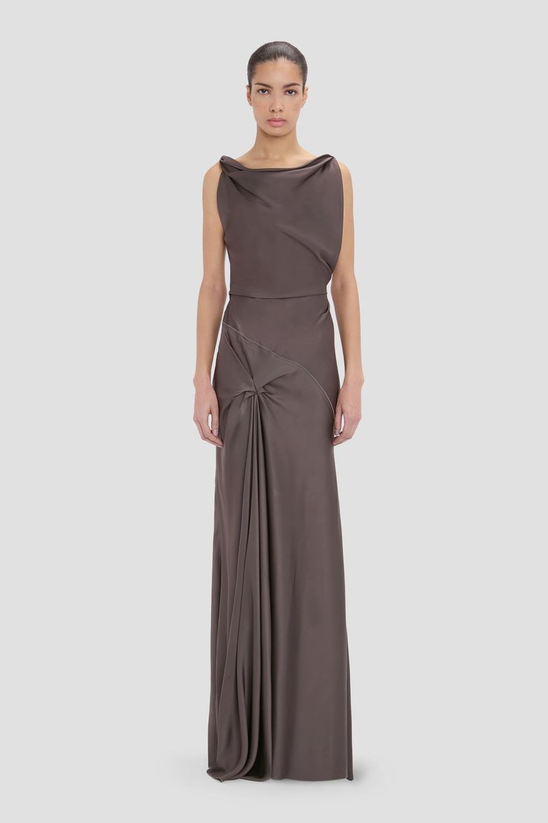Elegantes Satin-Abendkleid mit Drapierung