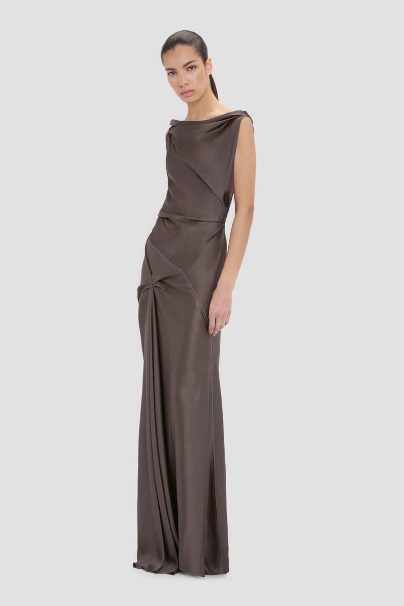 Elegantes Satin-Abendkleid mit Drapierung