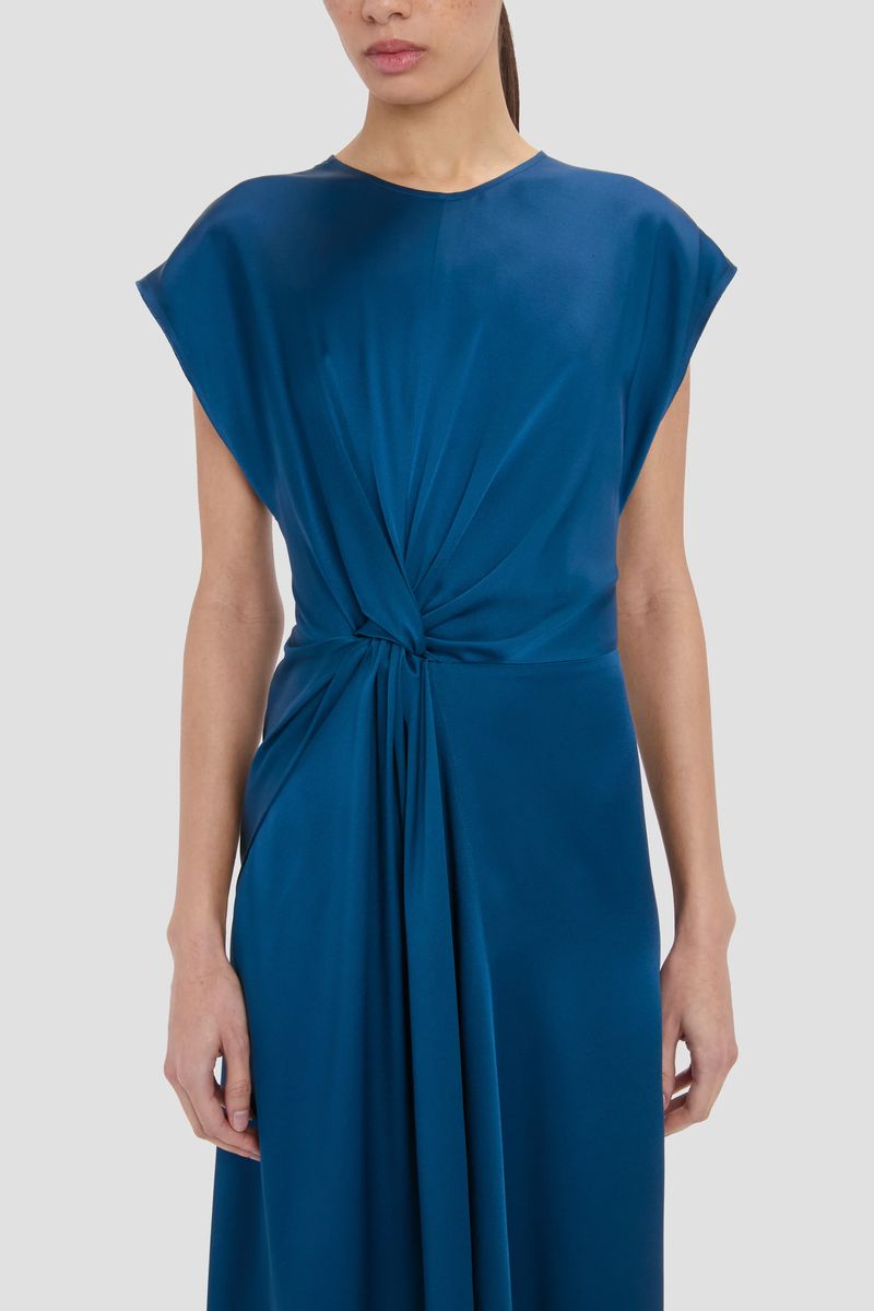 Elegantes Satin-Midikleid mit Knotendetail