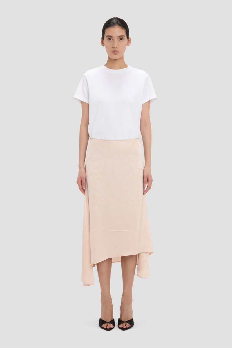 Asymmetrischer Midirock aus Jacquard-Gewebe