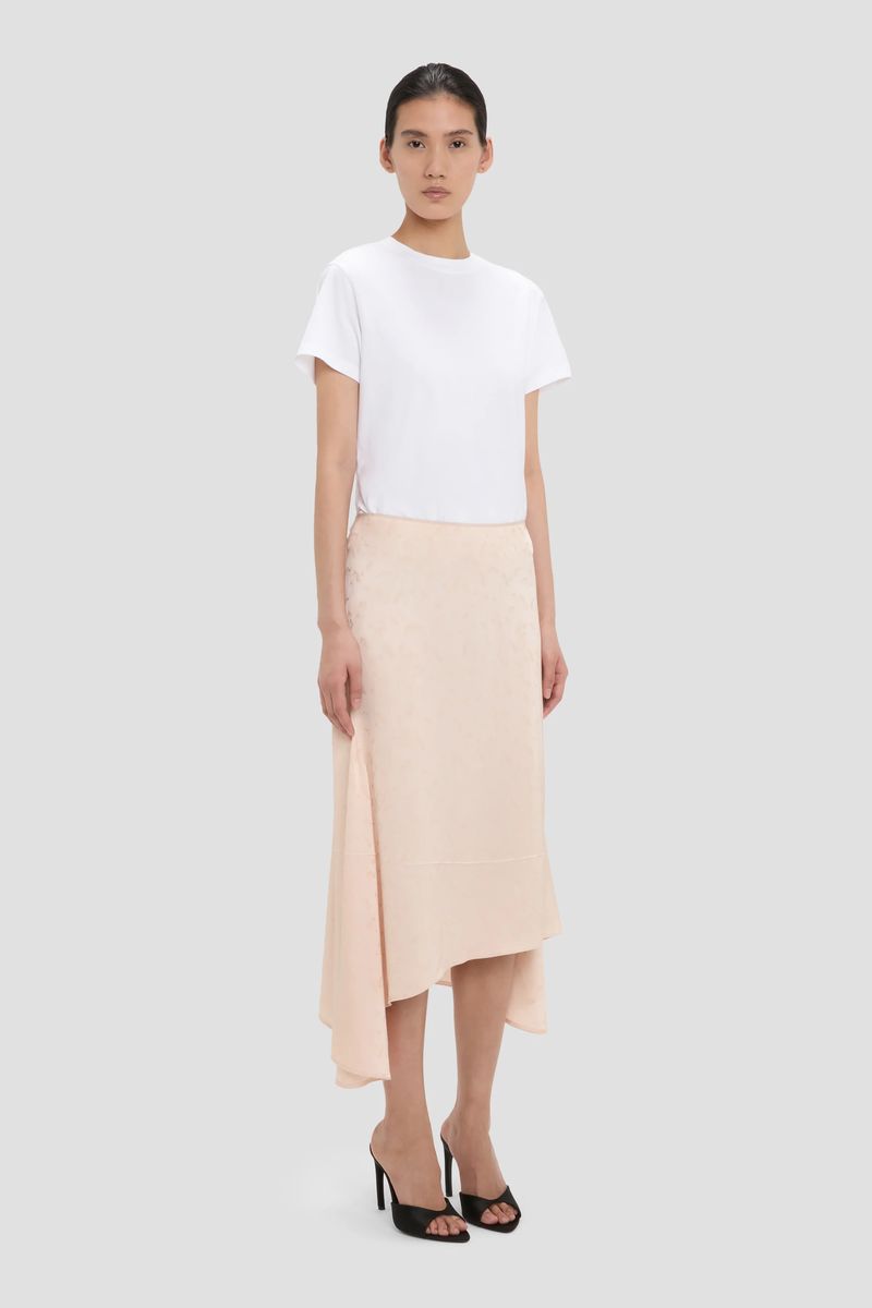 Asymmetrischer Midirock aus Jacquard-Gewebe