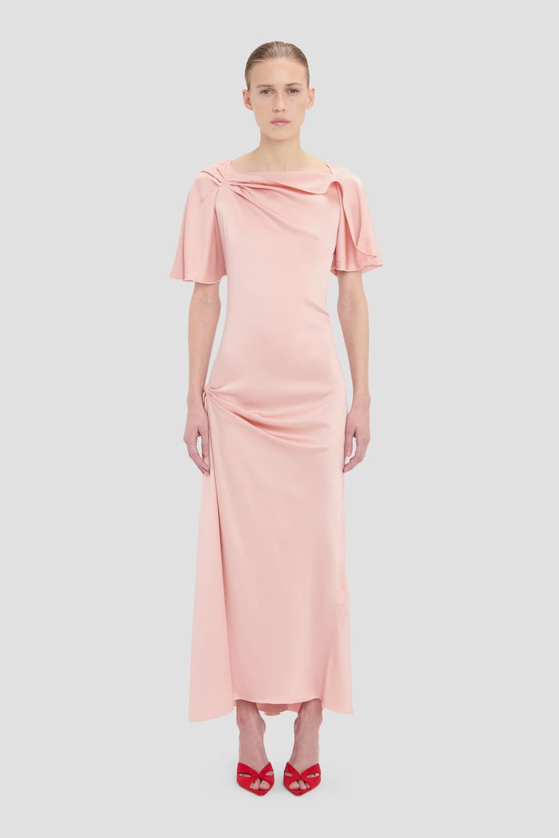 Asymmetrisches Midikleid aus Satin
