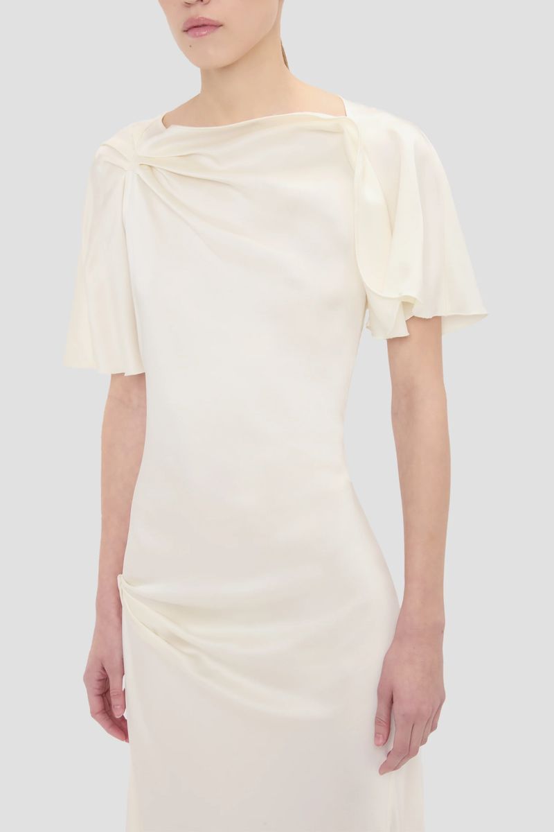 Drapiertes asymmetrisches Midikleid