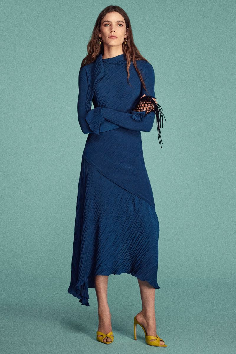 Asymmetrisches Plissee-Midikleid