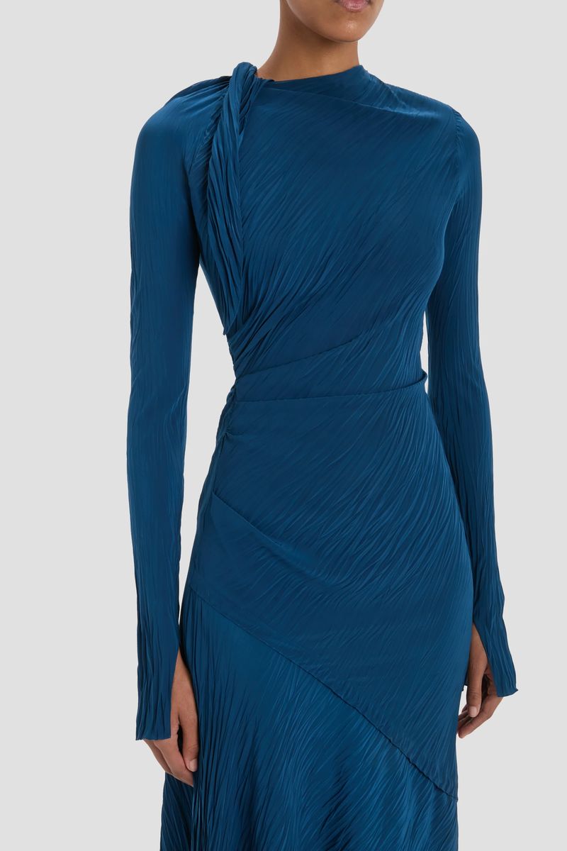 Asymmetrisches Plissee-Midikleid