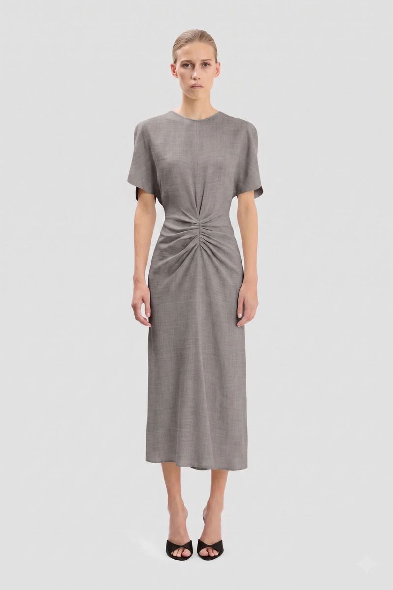 Raffiniertes Midi-Kleid aus Wollmischung