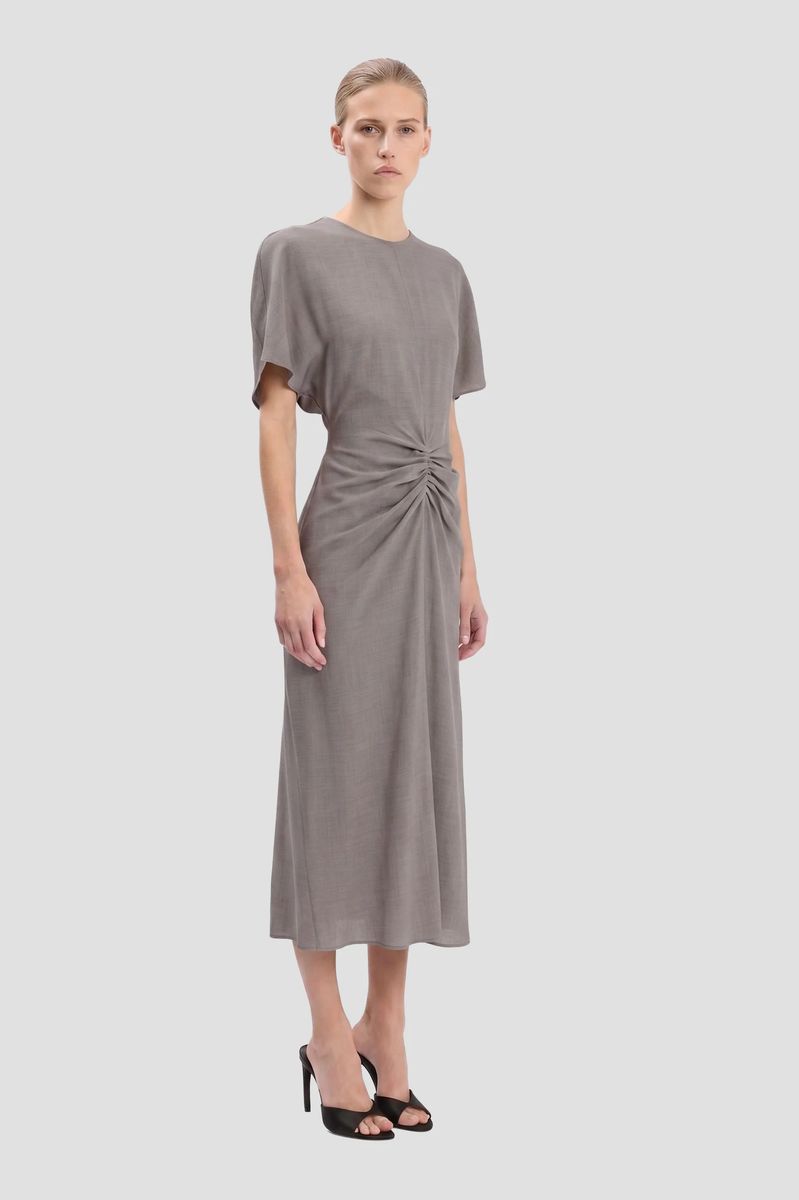 Raffiniertes Midi-Kleid aus Wollmischung