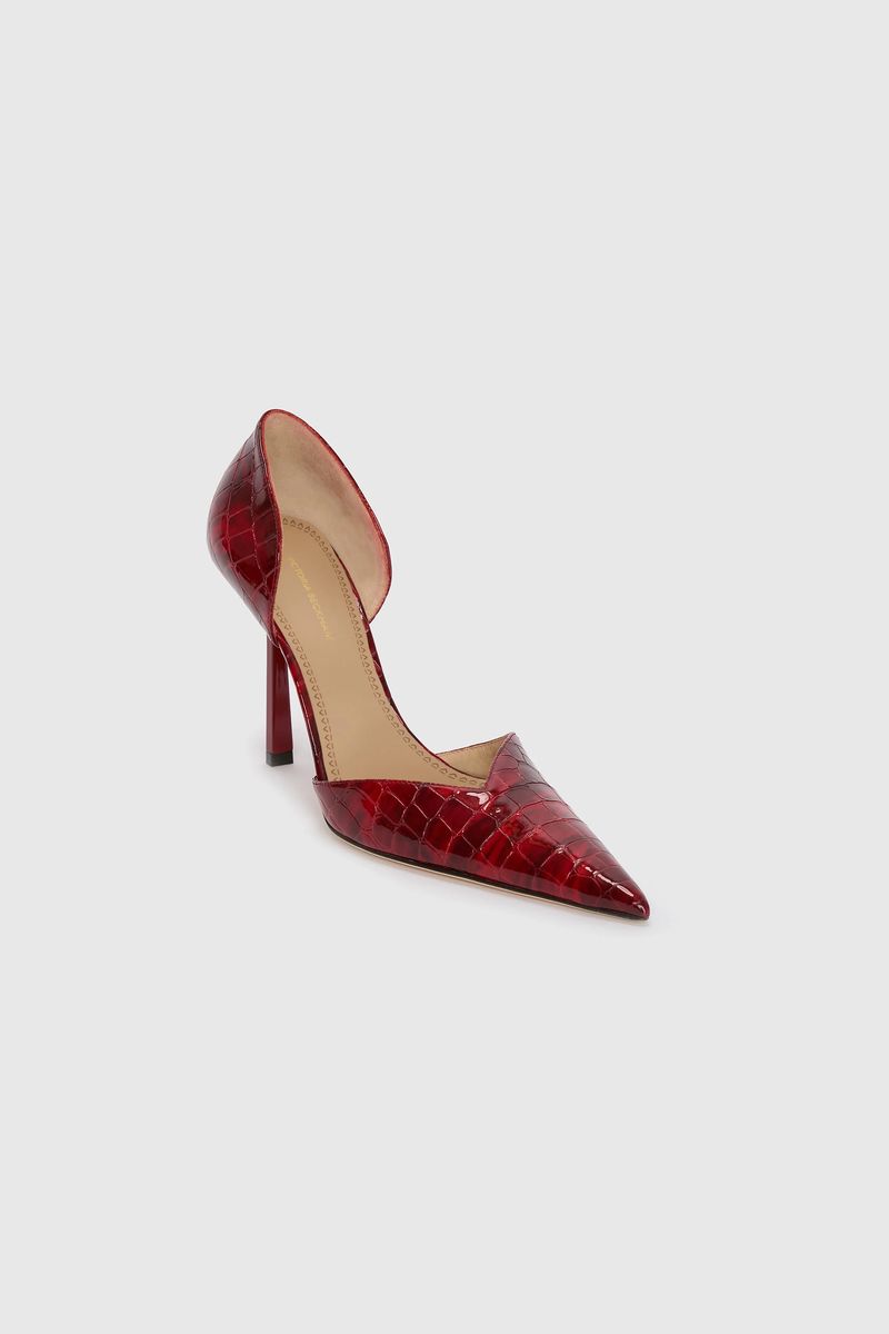 Asymmetrische Croco-Pumps mit V-Ausschnitt