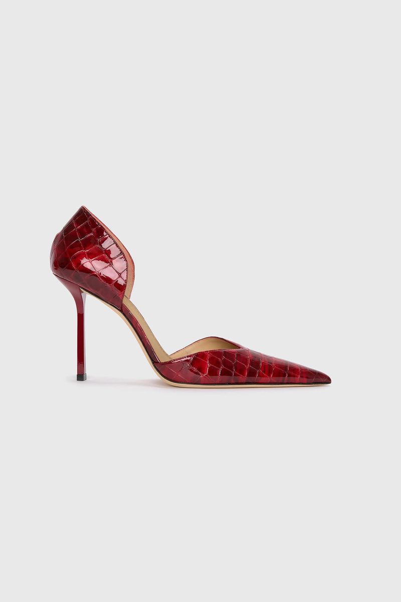 Asymmetrische Croco-Pumps mit V-Ausschnitt