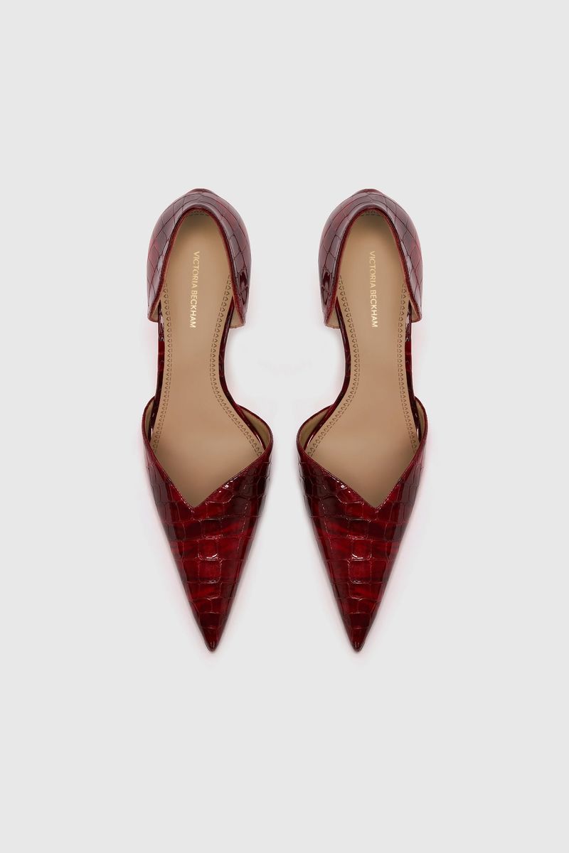 Asymmetrische Croco-Pumps mit V-Ausschnitt