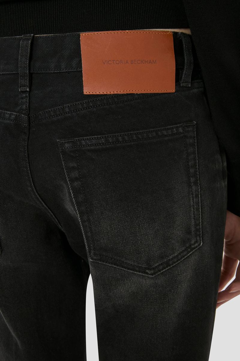 Hüfthohe Jeans in Washed Black