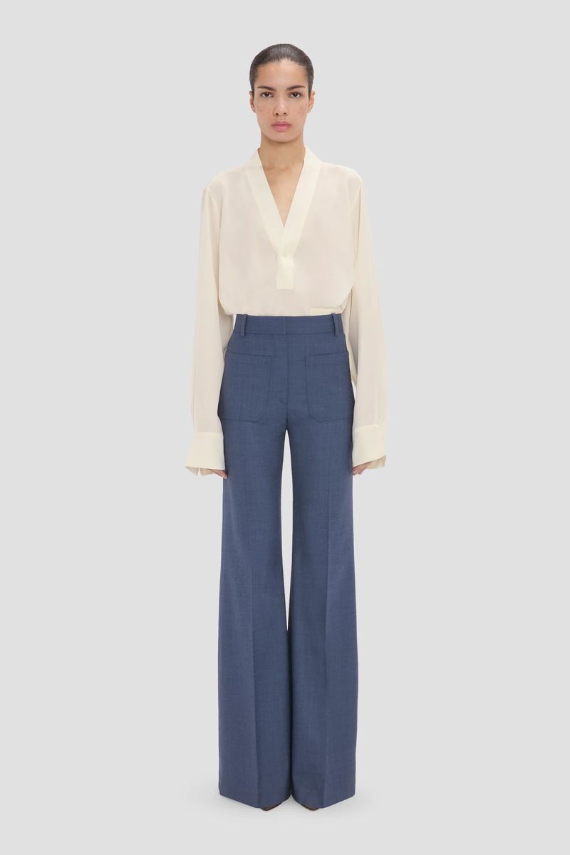 Tailored-Hose mit hoher Taille und weitem Bein