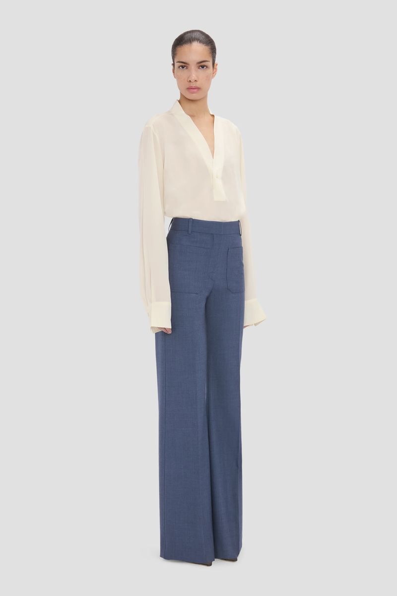 Tailored-Hose mit hoher Taille und weitem Bein